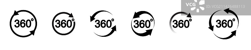 360度视角相关图标集标志和箭头图片素材