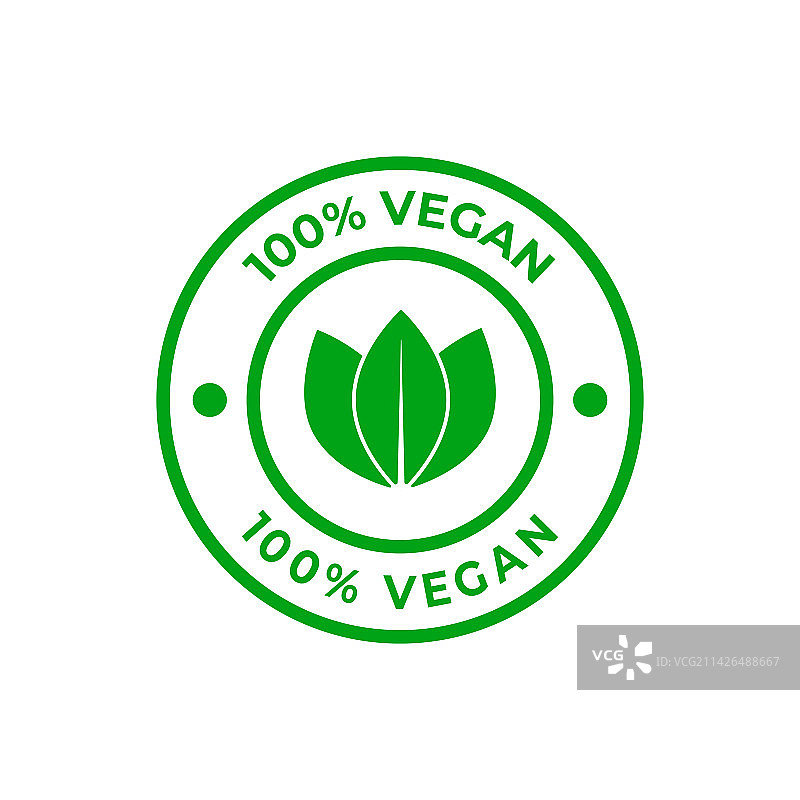 100%纯素图标：纯素食品标志图片素材