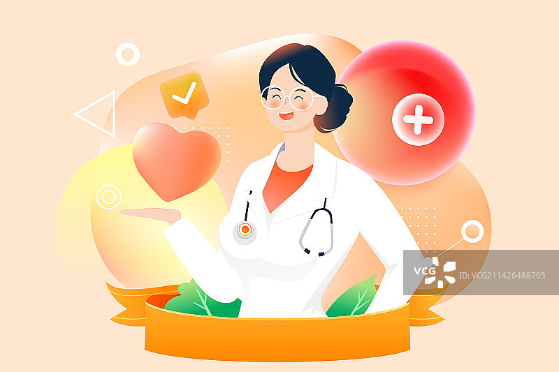 国际护士节护士收获爱心鲜花医疗健康插画图片素材