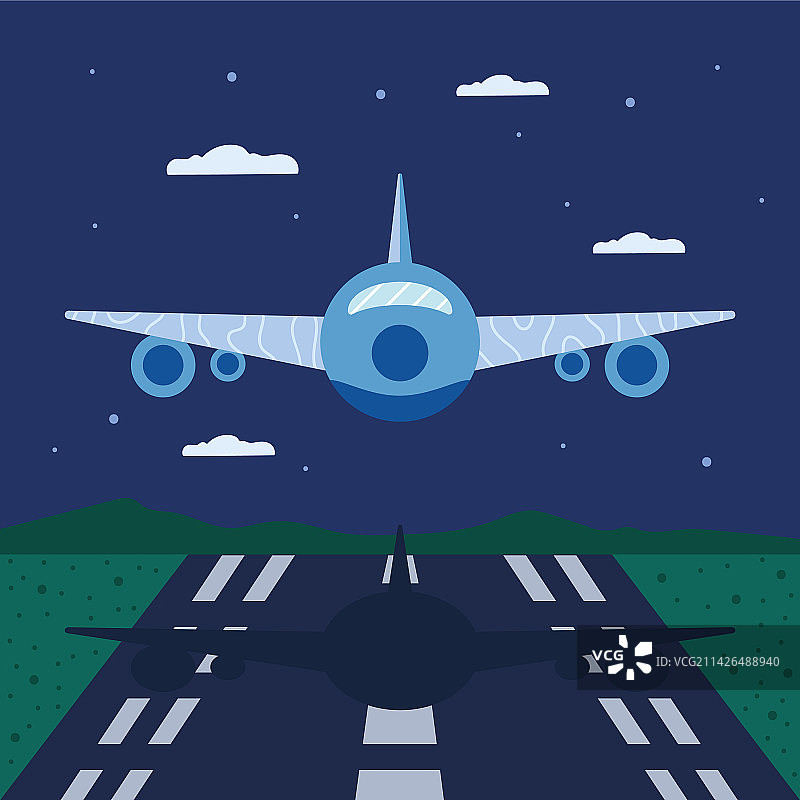 飞机在跑道上着陆图片素材