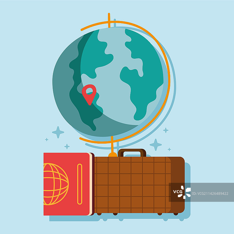 带有护照和手提箱的定位图片素材
