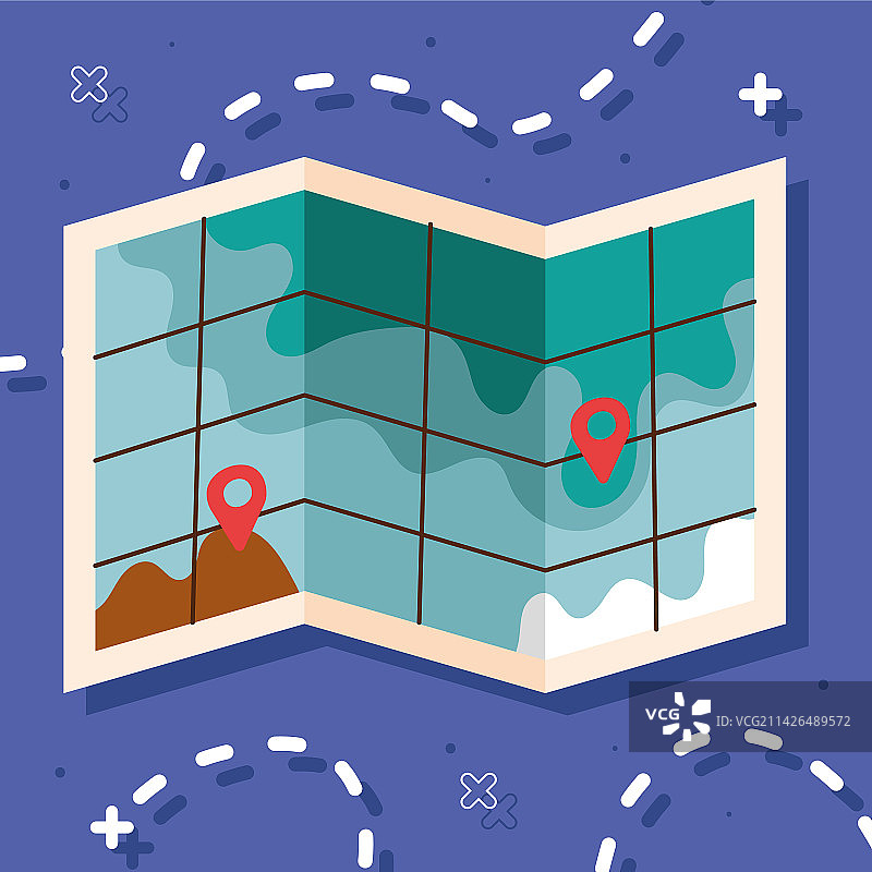 纸质地图上的位置图钉图片素材