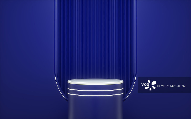 3D渲染简约深蓝色背景和电商产品促销展台图片素材
