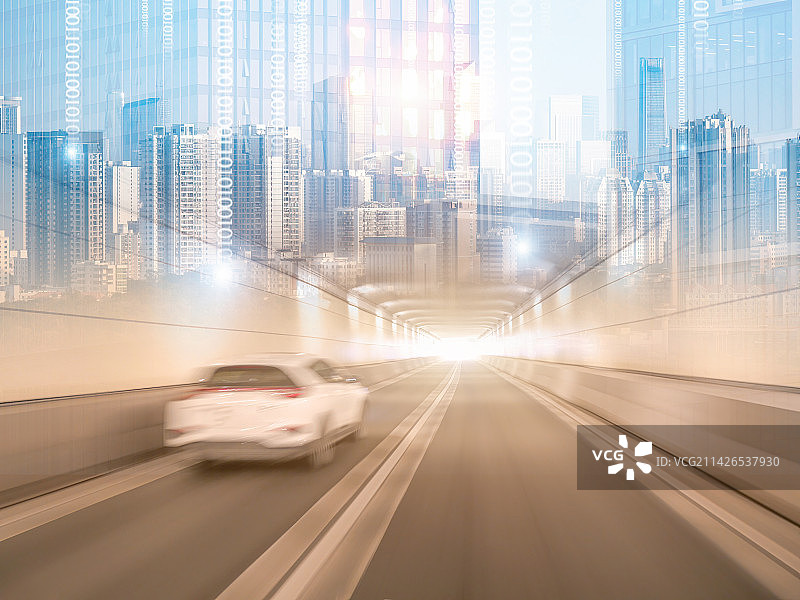 驾驶汽车穿越时光隧道新篇章领跑未来城市之光勇于挑战创新自立自强新征程新思想夯实高水平科技商务背景图图片素材
