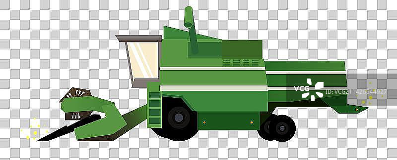 秋天新农村农业科技丰收季节麦田收割机收割小麦场景插画元素图片素材