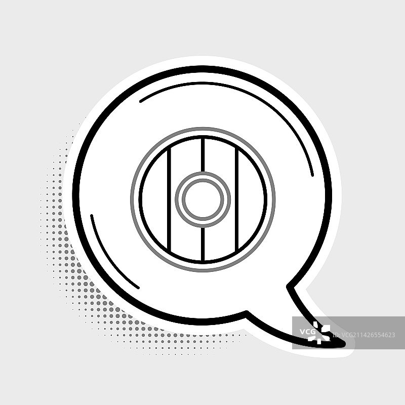 灰色背景上的线条圆形木盾图标图片素材