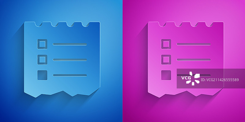 纸 आर्ट购物清单图标（蓝色背景）图片素材