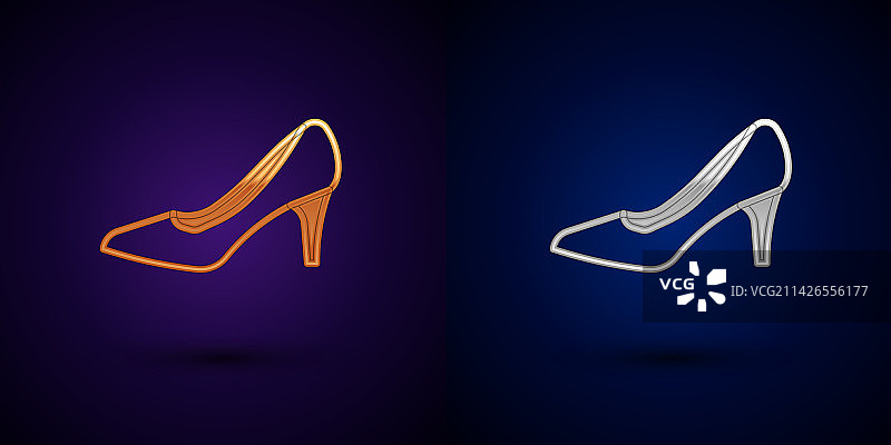 金银女鞋与高跟图标图片素材