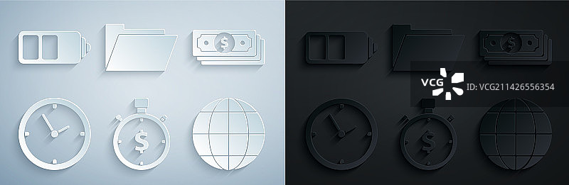 时间就是金钱纸币时钟地球图片素材