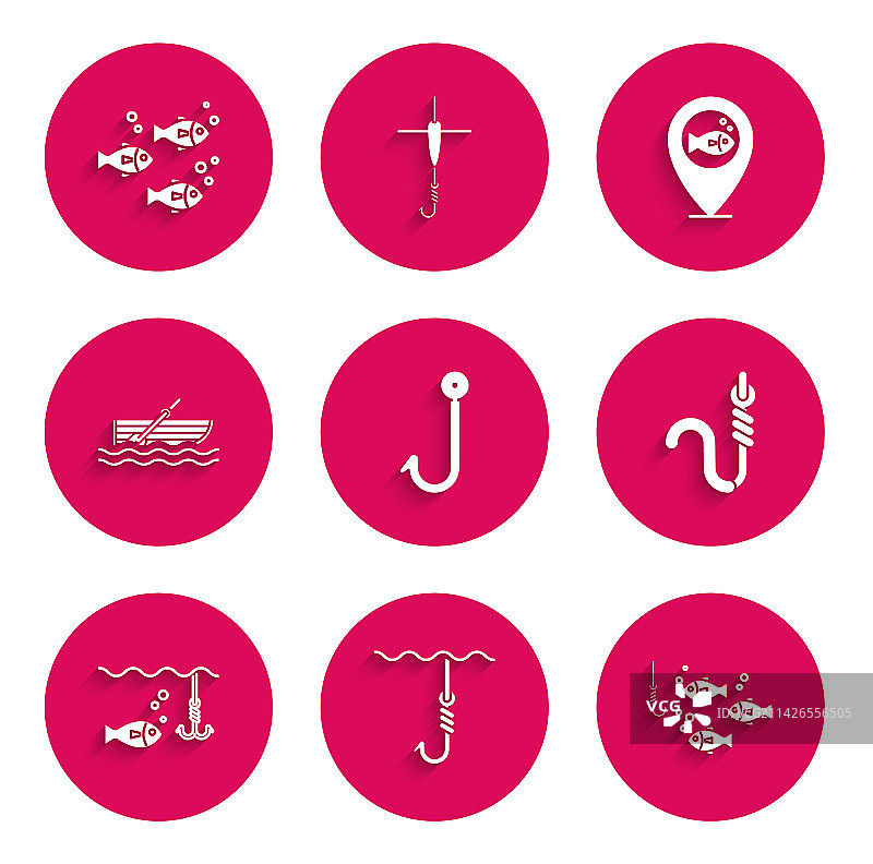 水下鱼钩鱼和蠕虫组合图片素材