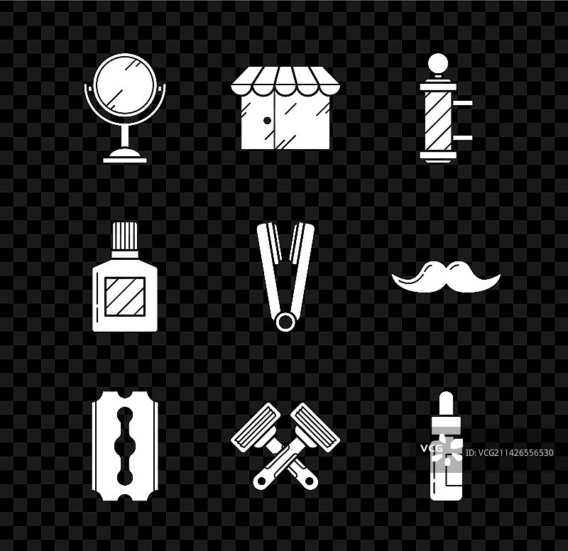 理发店手镜经典旋转灯建筑组合图片素材