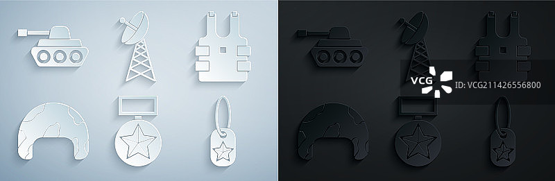 军用奖章和防弹背心套装图片素材