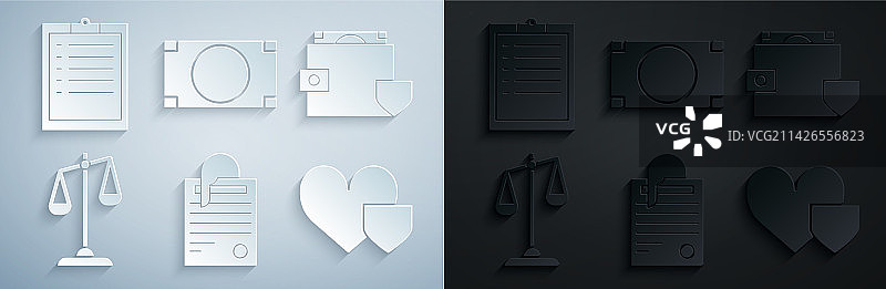 文件文档和回形针钱包钞票组合素材图片素材