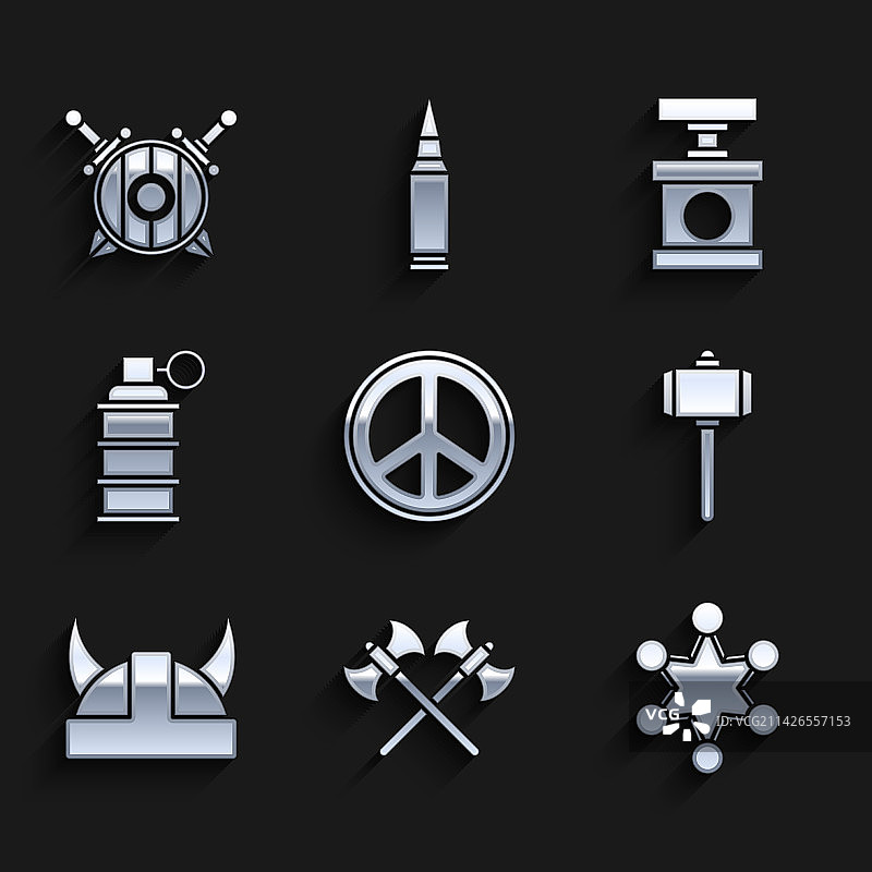 和平中世纪斧头警察徽章图案图片素材