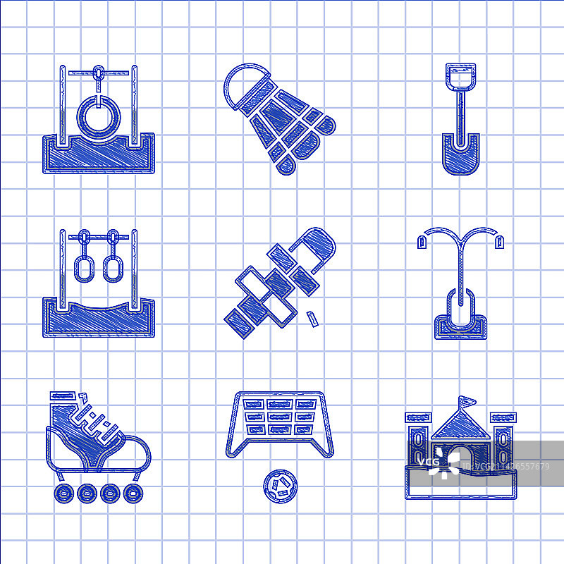 跳房子足球门与沙堡图片素材