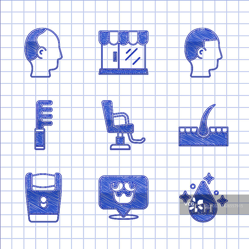 用于护理的理发椅油套装图片素材