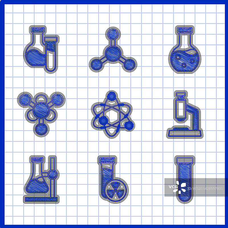 有毒液体试管显微镜原子模型图片素材