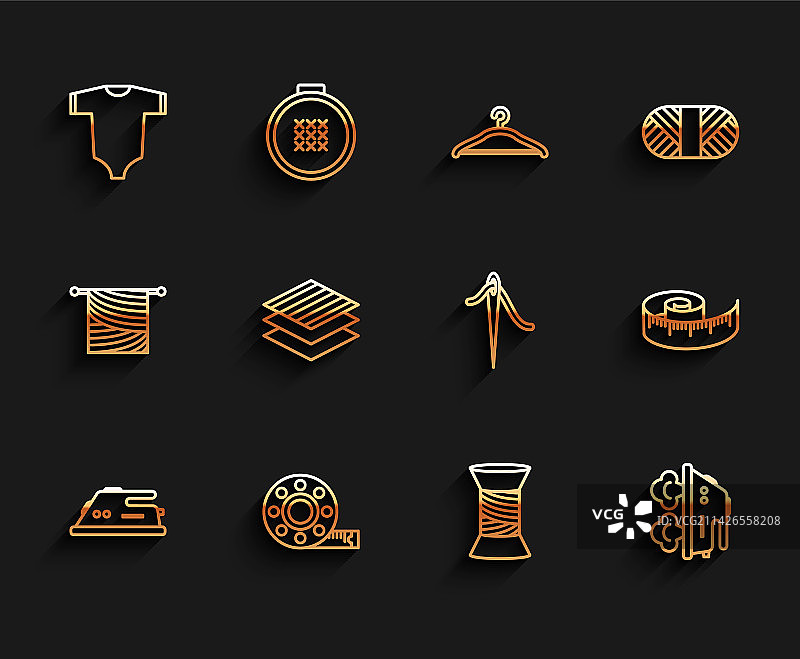 电熨斗卷尺和婴儿服合集图片素材