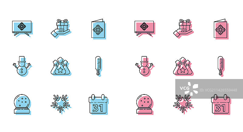 落雪圣诞水晶球线条组合图片素材