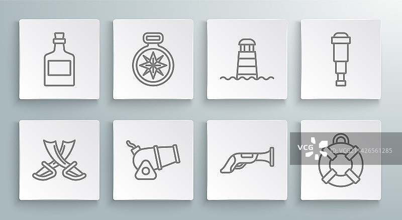 交叉线条、海盗剑、指南针与大炮图片素材