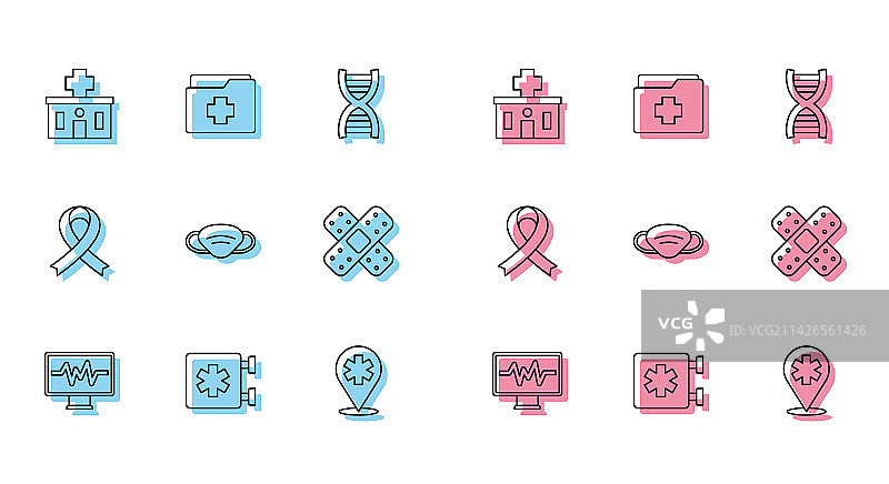 心电图急救星标显示器线条图标图片素材
