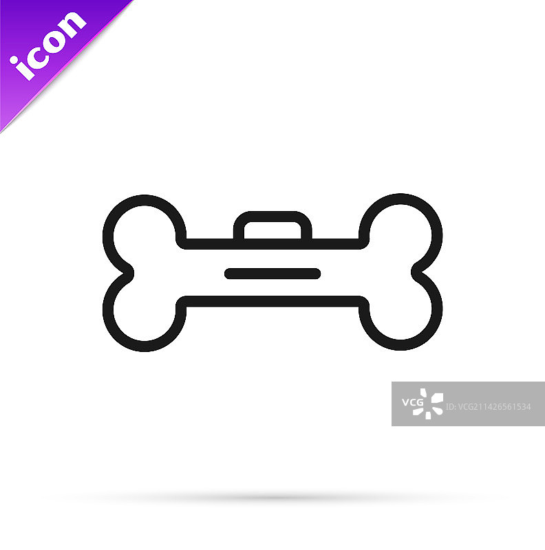白色背景上的黑色线条狗骨头图标图片素材