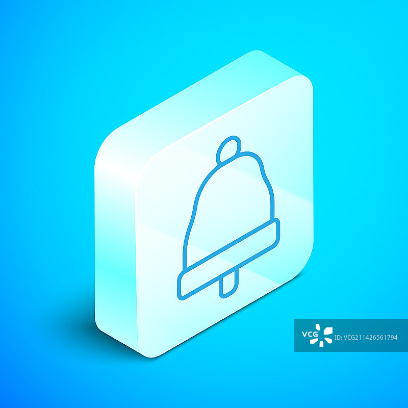 2.5D线条响铃图标，蓝色背景图片素材