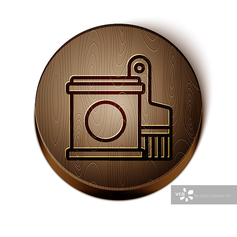 棕色线条油漆桶和刷子图标图片素材