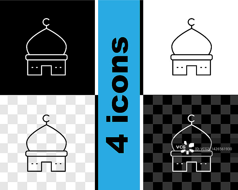 黑色背景上的穆斯林清真寺图片素材