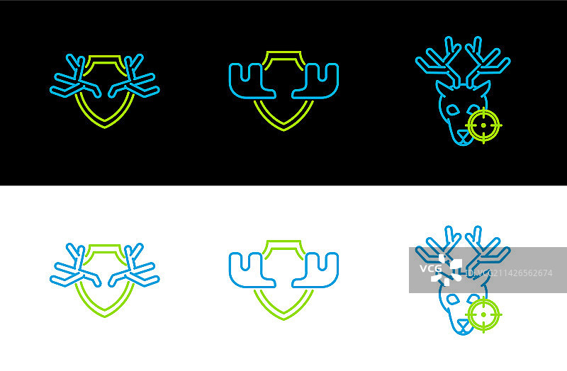 猎鹿与十字瞄准线的线条组合图片素材