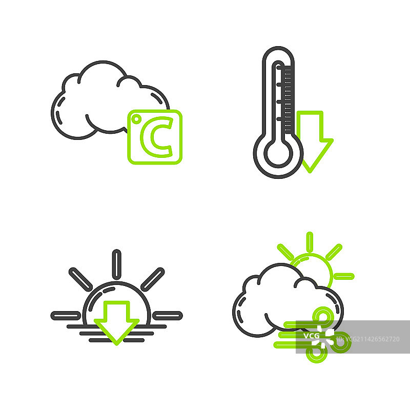 晴朗天气日落温度计图标图片素材