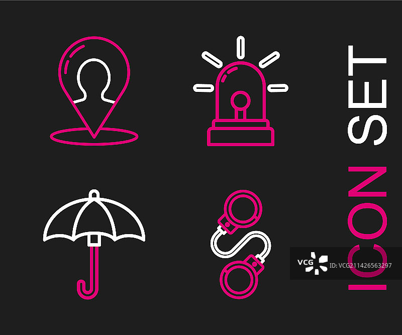 手铐、雨伞、闪光灯和警笛图片素材