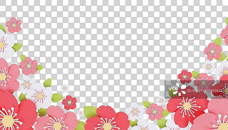 3D立体桃花元素图片素材