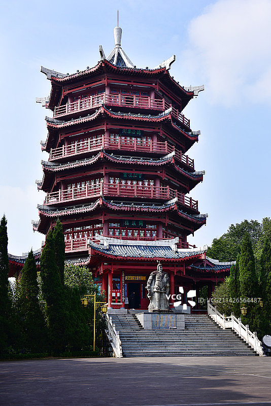 四川省南充市西山风景区开汉楼航拍图片素材