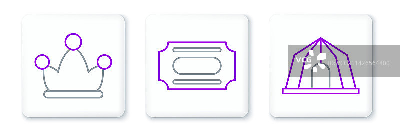 马戏团帐篷、带铃铛的弄臣帽子等图片素材