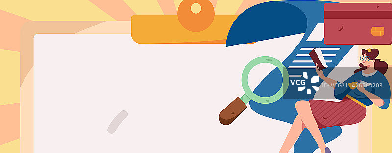 信用卡账单人物扁平矢量概念运营手绘插画图片素材