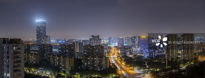 上海嘉定城市风光全景合成夜晚图片素材