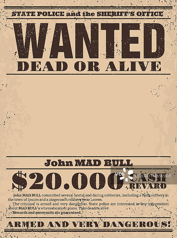 复古奖励海报西部通缉banner图片素材