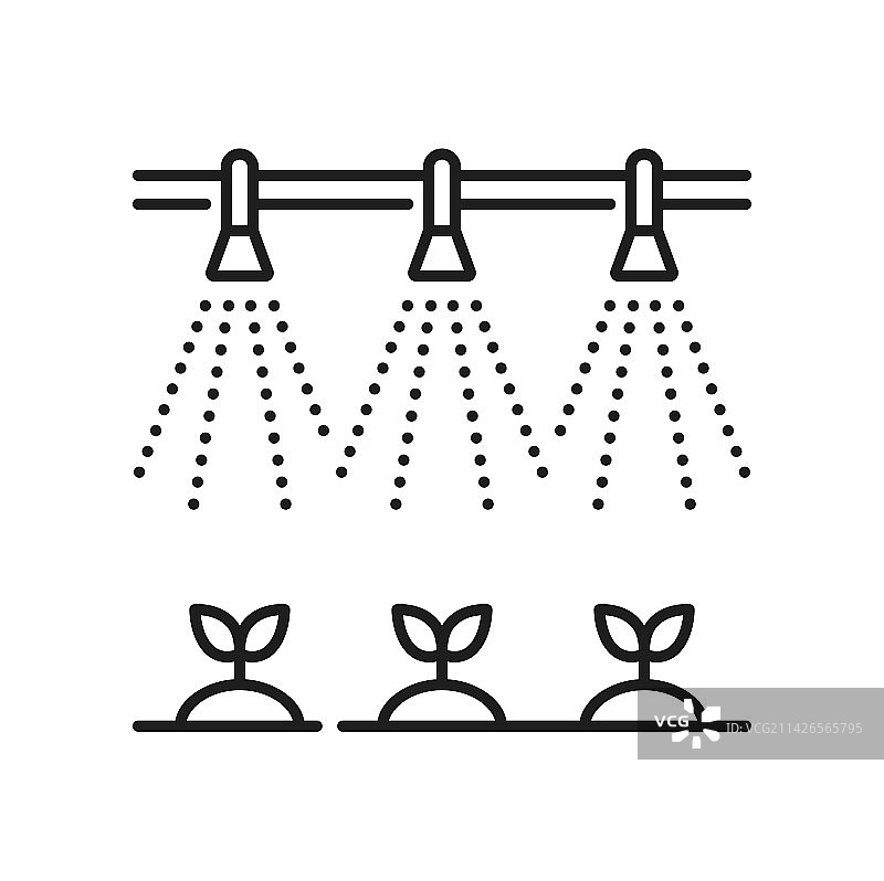 农田灌溉系统图标或象形图图片素材