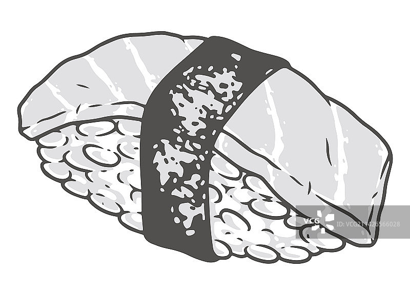 金枪鱼寿司复古单色贴纸图片素材