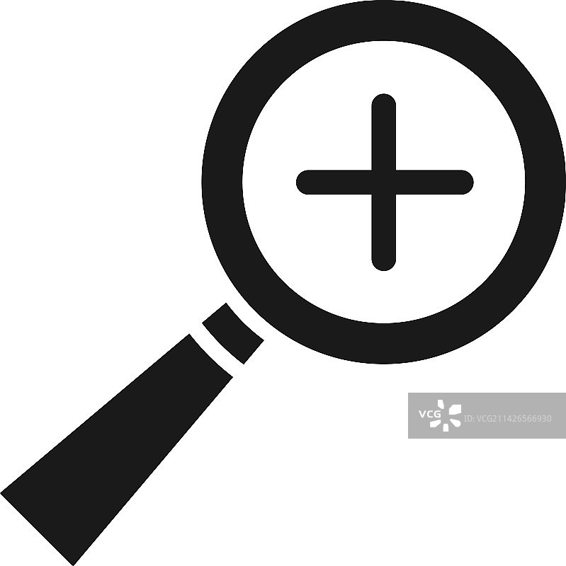 黑色放大镜与十字标志放大图片素材