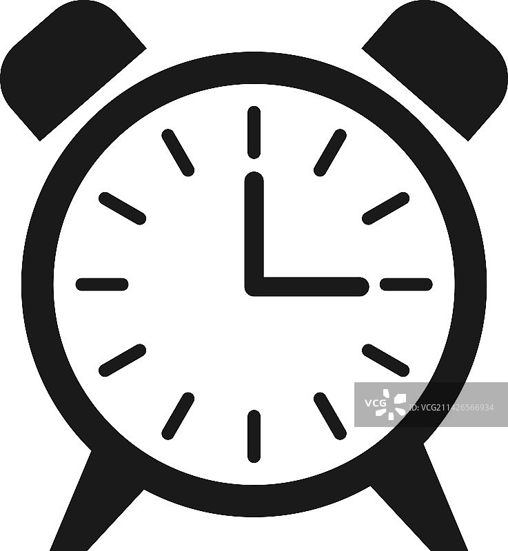 闹钟图标黑色时间提醒符号图片素材