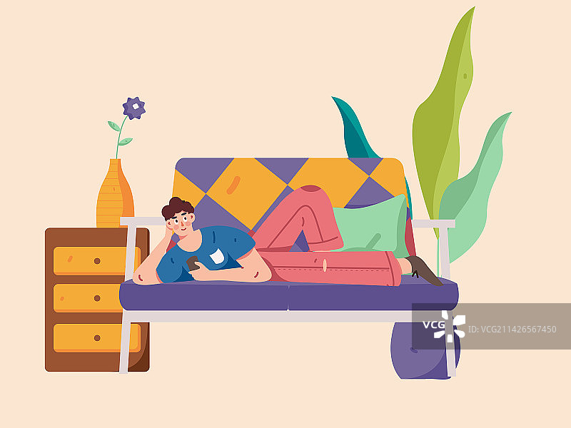 居家室内人物场景扁平矢量概念运营手绘插画图片素材