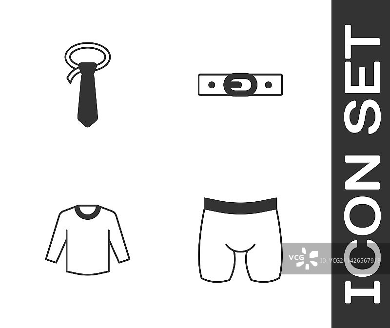 骑行短裤系带毛衣和腰带图标组合图片素材