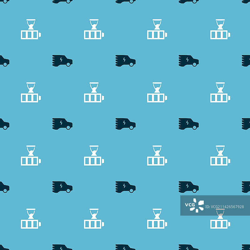 电动汽车和充电电池无缝图案素材图片素材