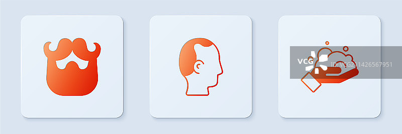 一套秃头胡须剃须泡沫图片素材