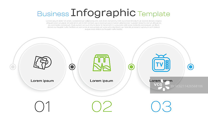 黑胶唱片、复古电视短裤线性组合图片素材