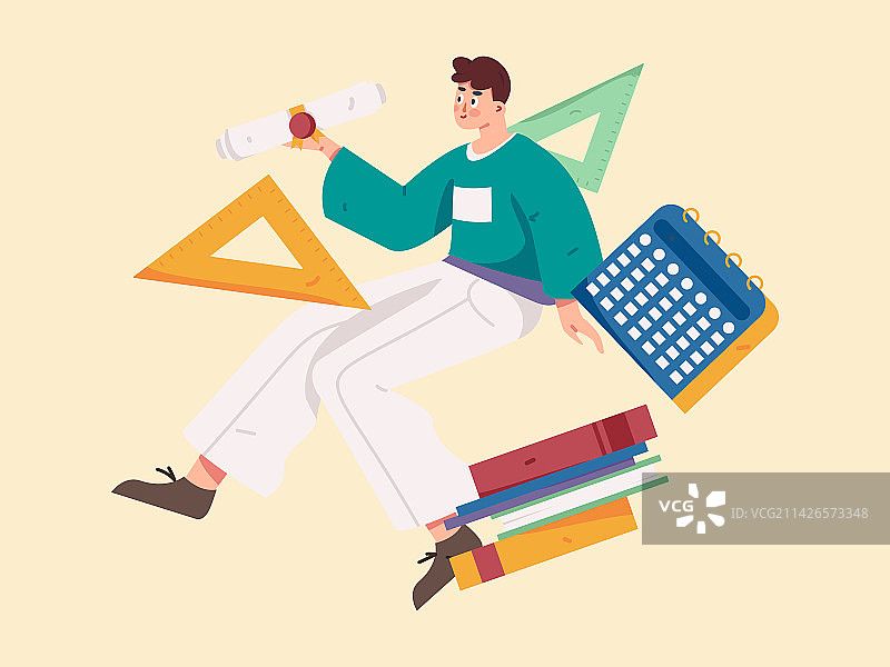 教育学习的人物扁平矢量概念手绘插画图片素材