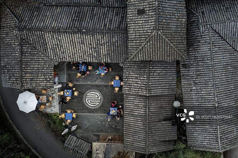 崇州竹艺村航拍图片素材