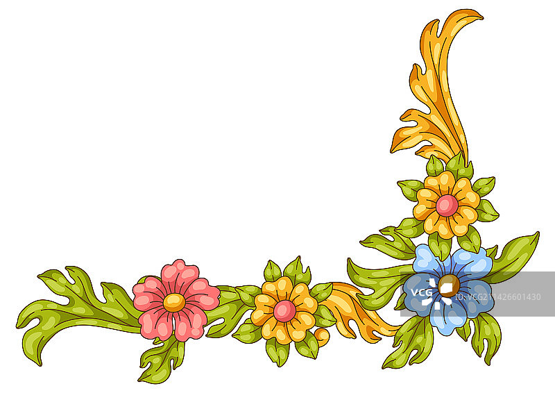 巴洛克风格装饰花卉角落图片素材